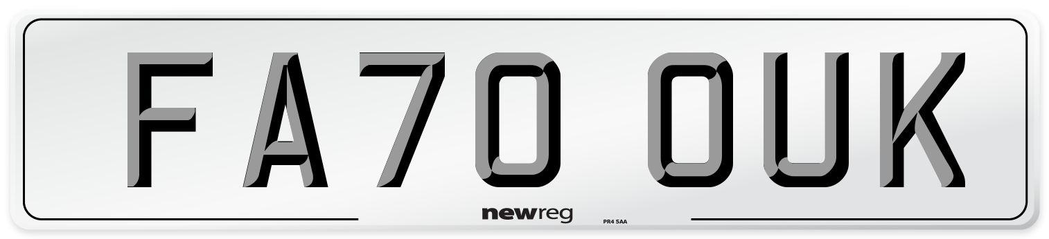 FA70 OUK Number Plate from New Reg